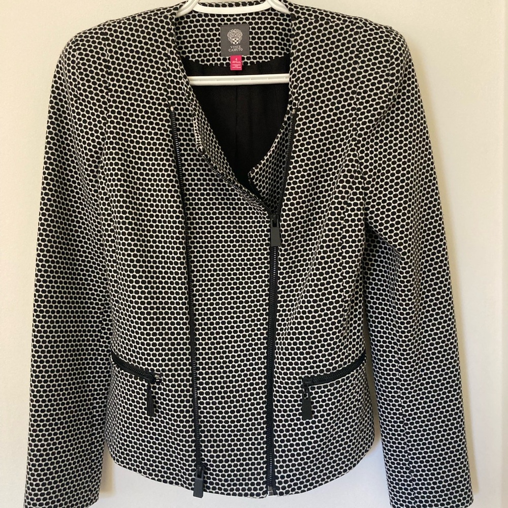 Chic Black and White Patterned Women's Jacket